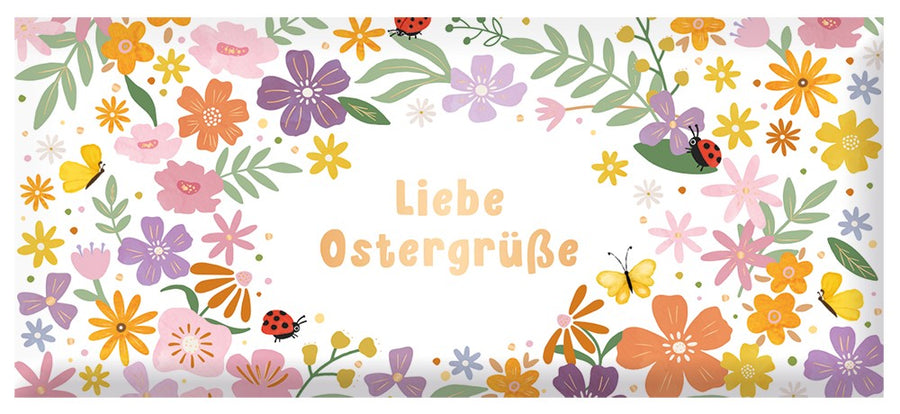 Schoko Ostern Liebe Ostergrüße 30g – Schokolade, Goldveredelung, Ostern, Blumen, Geschenk