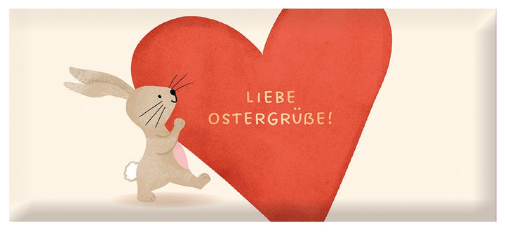 Schoko Ostern Liebe Ostergrüße 30g – Schokolade, Goldveredelung, Hase, Ostern, Geschenk