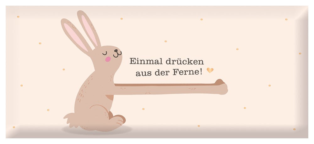 Schoko Ostern Einmal drücken aus der Ferne 30g – Schokolade, Gold, Ostern, Gruß, Geschenk