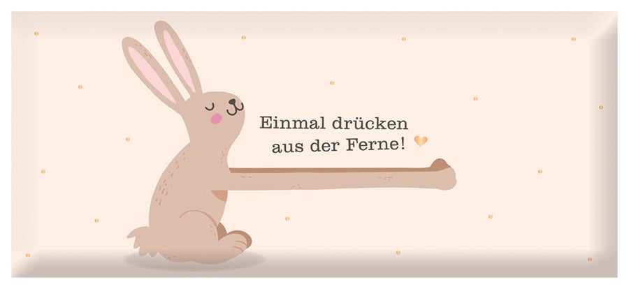 Schoko Ostern Einmal drücken aus der Ferne 30g – Schokolade, Gold, Ostern, Gruß, Geschenk