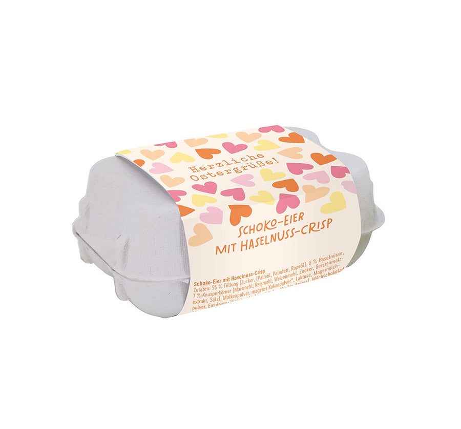 Schoko-Eier Ostern Herzliche Ostergrüße 70g – Haselnuss, Ostern, Milchschokolade, Geschenk