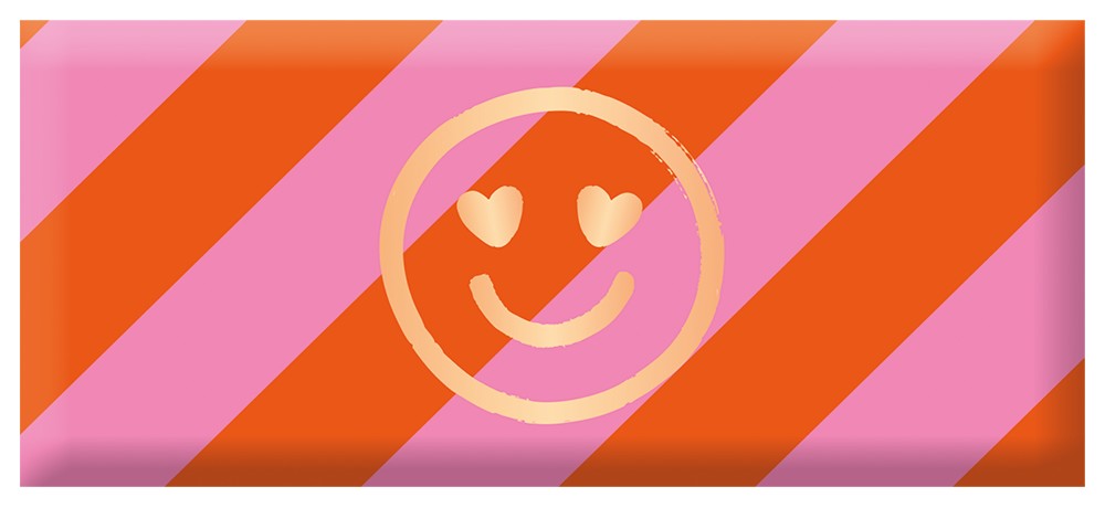 Schoko Smiley mit Herzaugen 30g – Schokolade, Goldveredelung, Smiley, Herzaugen, Geschenk