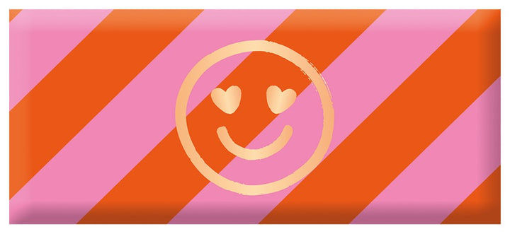 Schoko Smiley mit Herzaugen 30g – Schokolade, Goldveredelung, Smiley, Herzaugen, Geschenk