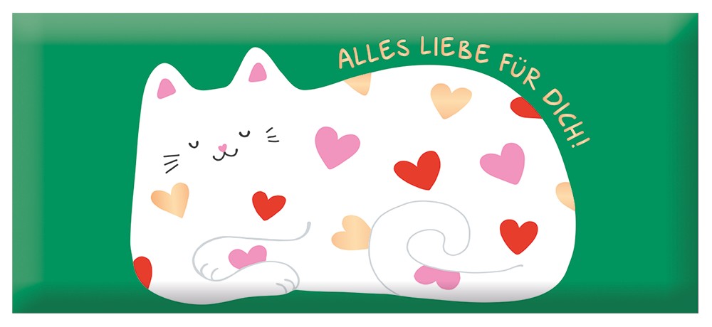 Schoko Alles Liebe für dich 30g – Schokolade, Goldveredelung, Katze, Geschenk, Liebe