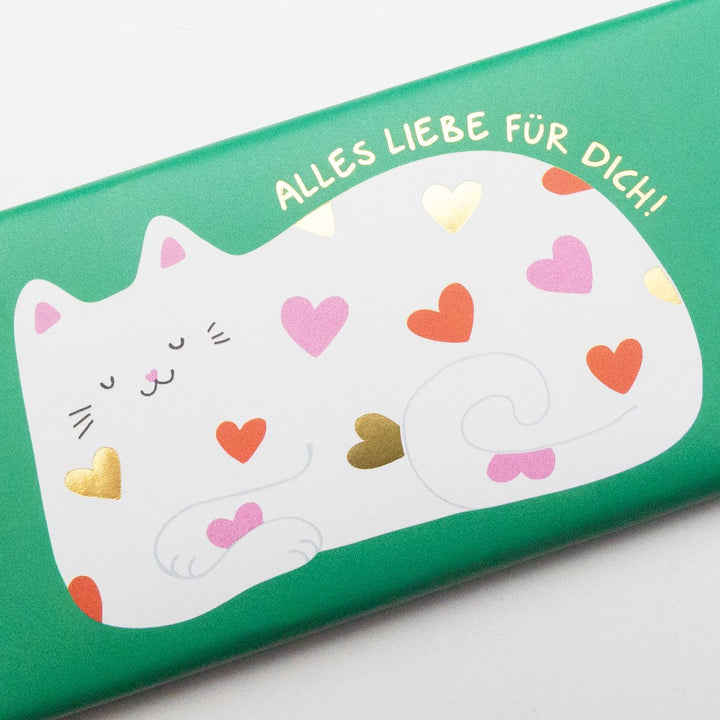 Schoko Alles Liebe für dich – 30g Schokolade, Gold, Katze, Wünsche, Mitbringsel, Ganzjahresgeschenk