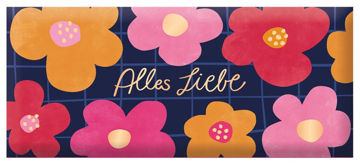 Schoko Alles Liebe 30g – Schokolade, Goldveredelung, Blumen, Geschenk, herzliche Wünsche
