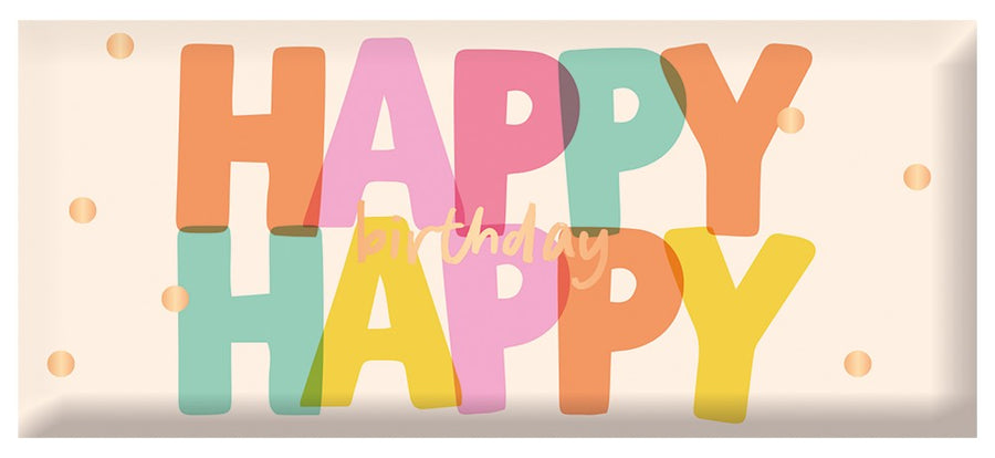 Schoko Happy happy birthday 30g – Schokolade, Goldveredelung, Geburtstag, Geschenk