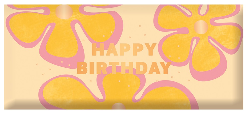 Schoko Happy Birthday 30g – Schokolade, Goldveredelung, Blumen, Geburtstag, Geschenk