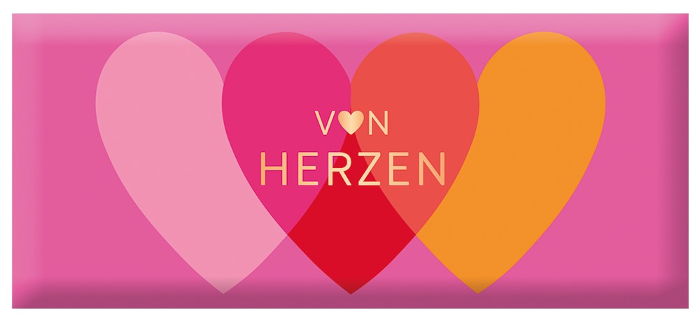 Grafik Werkstatt Schoko Von Herzen 30g – Milchschokolade mit Goldveredelung als Geschenk