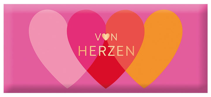 Grafik Werkstatt Schoko Von Herzen 30g – Milchschokolade mit Goldveredelung als Geschenk