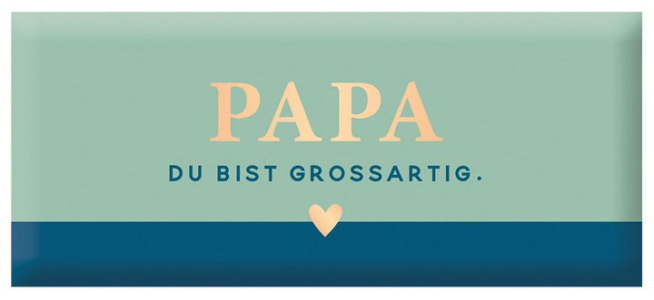 Grafik Werkstatt Schoko Papa du bist grossartig 30g – Milchschokolade mit Goldveredelung
