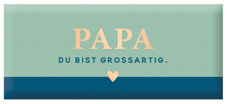 Grafik Werkstatt Schoko Papa du bist grossartig 30g – Milchschokolade mit Goldveredelung