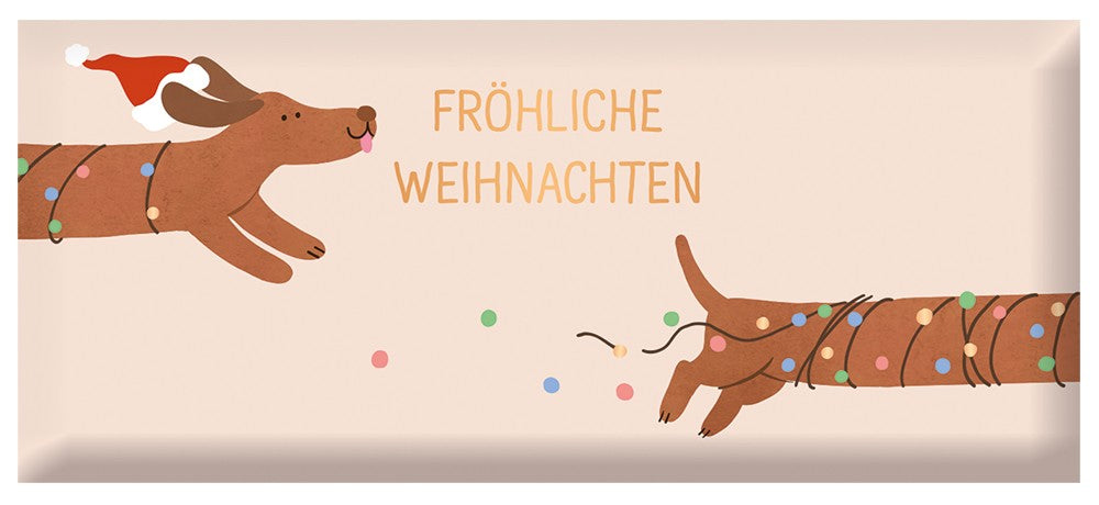 Schoko Fröhliche Weihnachten 30g Grafik Werkstatt Dackel Goldveredelung