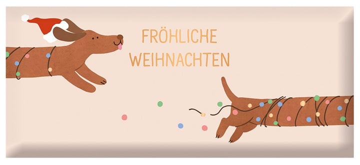 Schoko Fröhliche Weihnachten 30g Grafik Werkstatt Dackel Goldveredelung