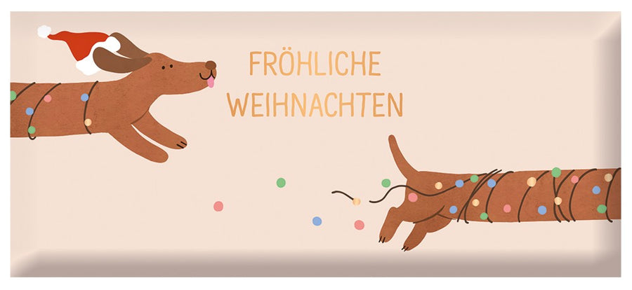 Schoko Fröhliche Weihnachten 30g Grafik Werkstatt Dackel Goldveredelung