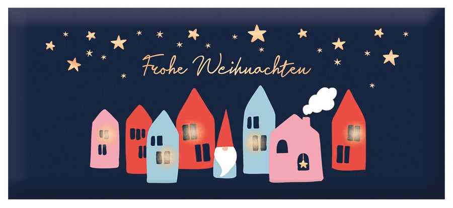Schoko Frohe Weihnachten 30g Grafik Werkstatt Häuser Goldveredelung