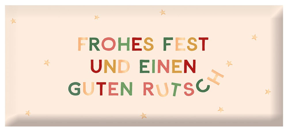 Schoko Frohes Fest 30g Grafik Werkstatt bunt Goldveredelung