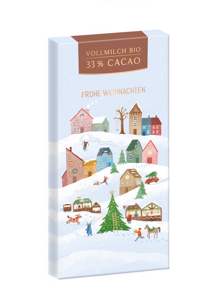 Bio-Schokolade Frohe Weihnachten 80g Grafik Werkstatt Winterdorf