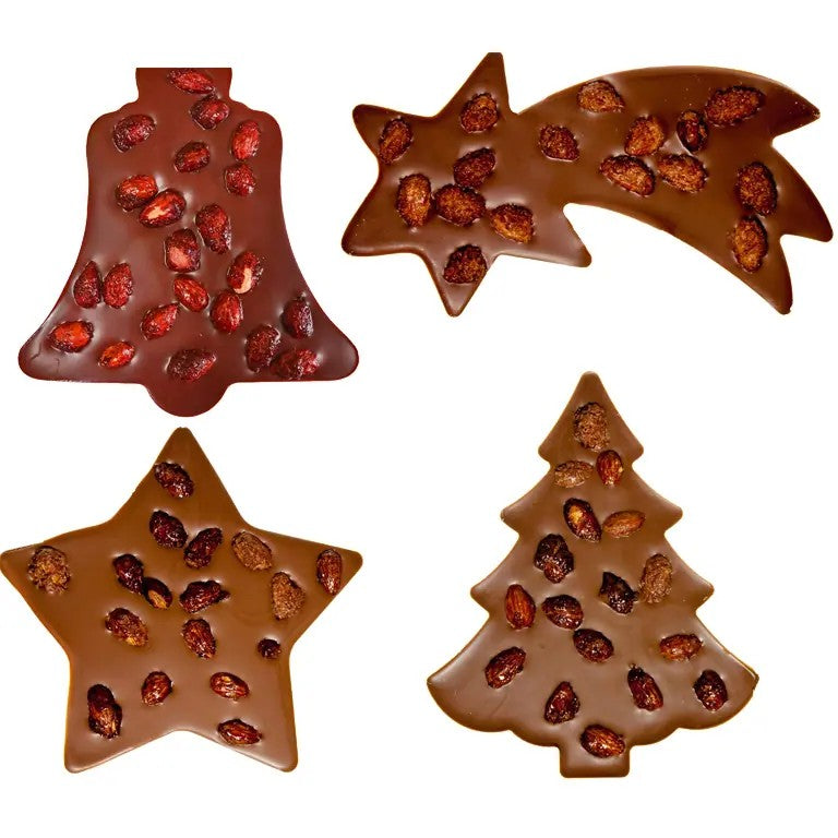 Relief Weihnachtssortiment gebrannte Mandel – Glocke, Stern, Baum