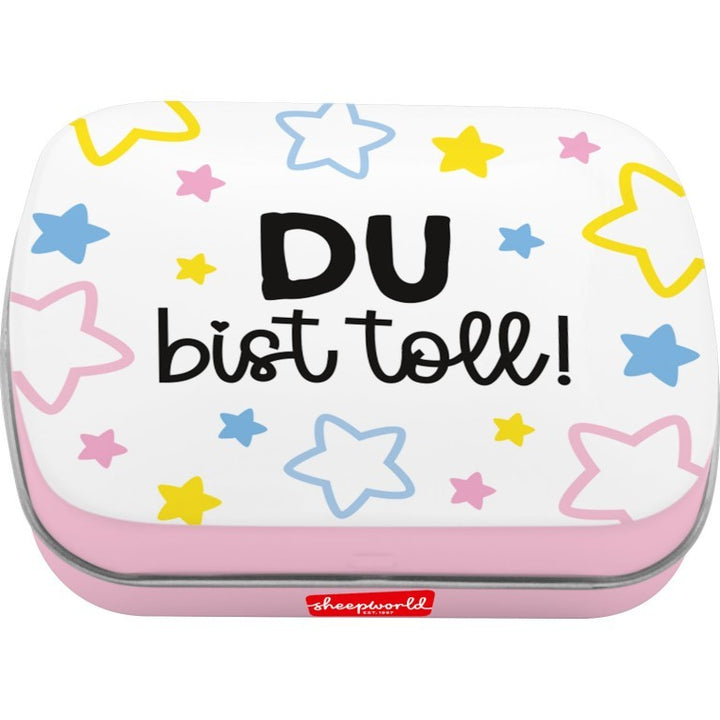 Sheepworld Mint Toll – Mintdose mit bunten Sternen "Du bist toll"