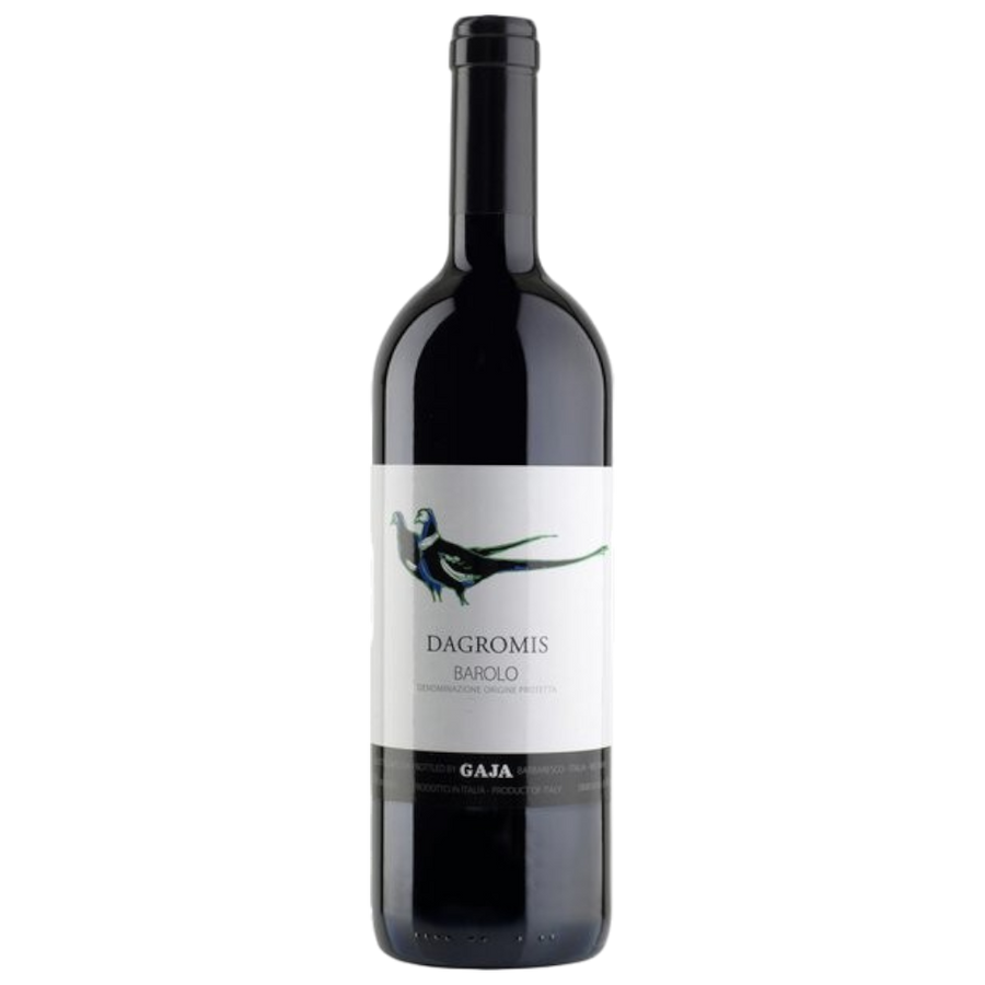 Gaja Barolo Dagromis DOP 2021 - granatrote Barolo-Flasche mit violetten Reflexen aus dem Piemont