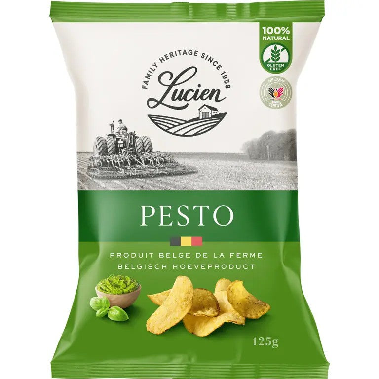 Lucien Classic Chips Pesto – knusprige Kartoffelchips, natürlich