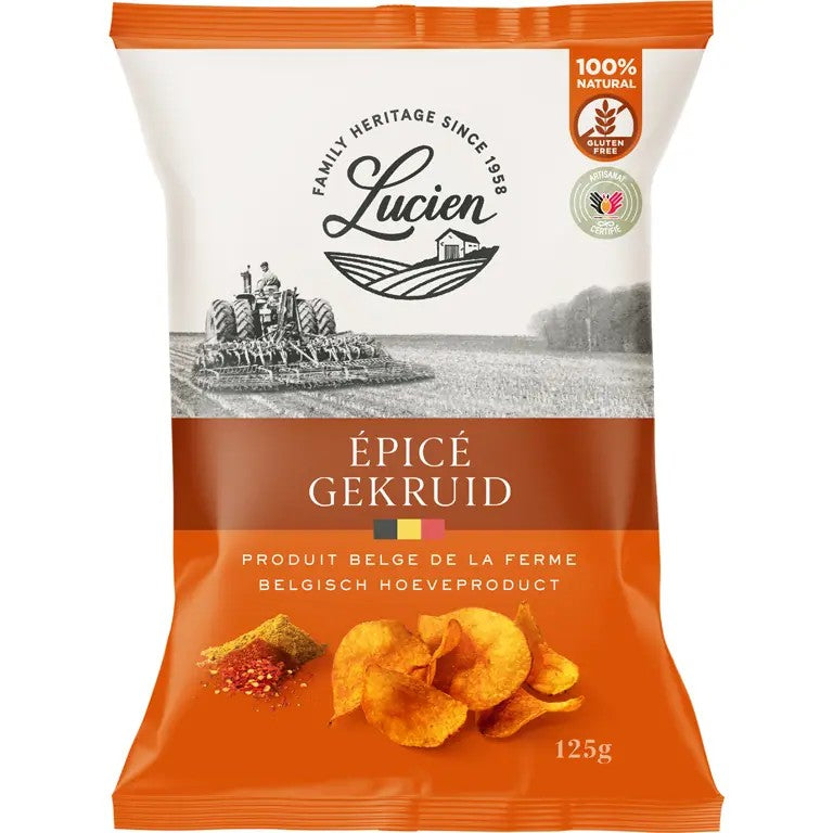 Lucien Classic Chips Spicy – knusprige Kartoffelchips, natürlich