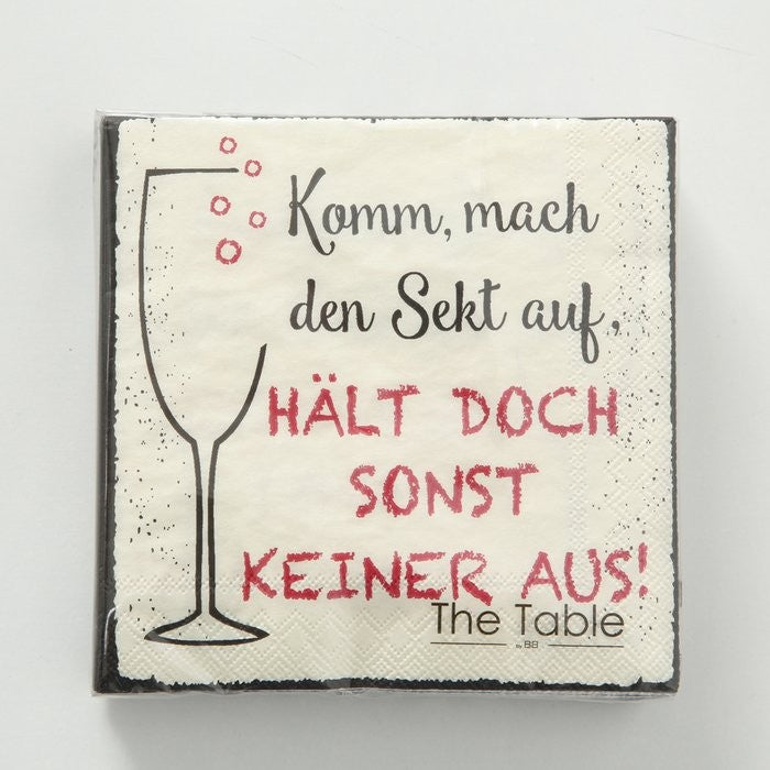 Cocktail Servietten mit deutschem Spruchmotiv lebensmittelgeeignet pro Bestellung 1 Packung Variante