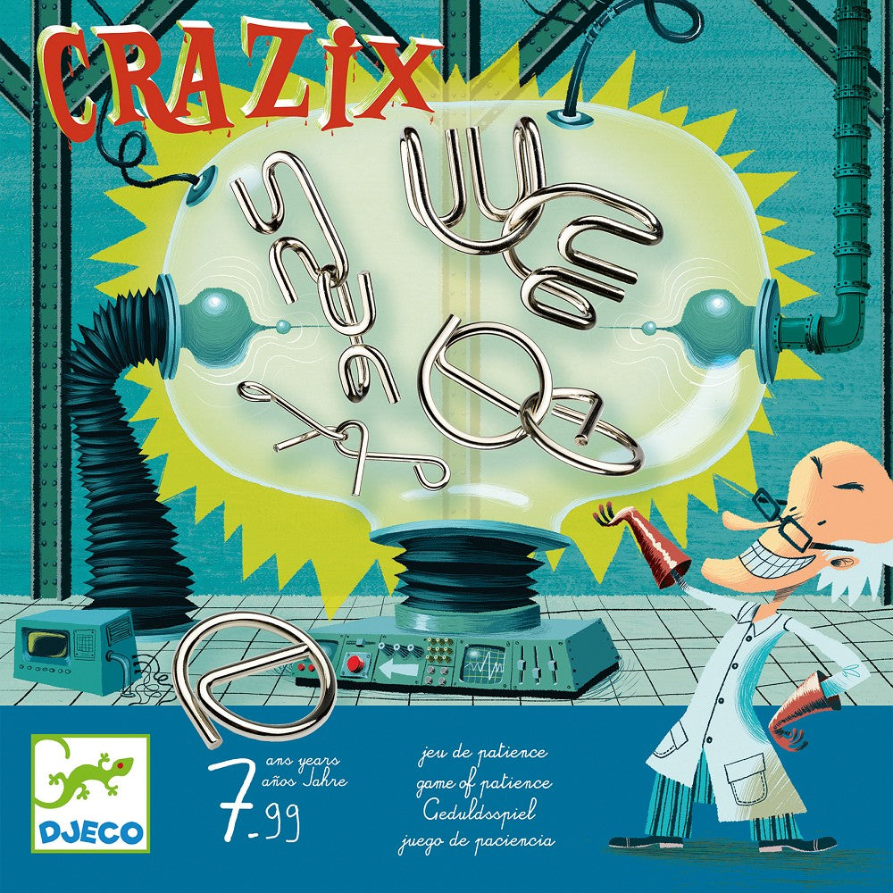 Crazix Djeco Metallpuzzle Logikspiel mit 6 Knobelspielen aus Metall