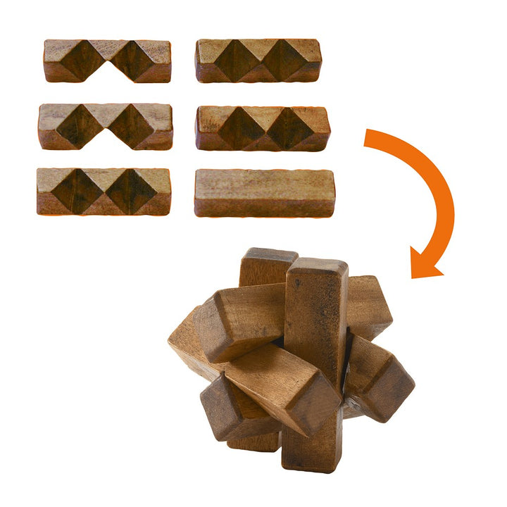 Woodix Holzpuzzle Logikspiel, herausforderndes Rätsel aus Holz zum Knobeln und Lösen