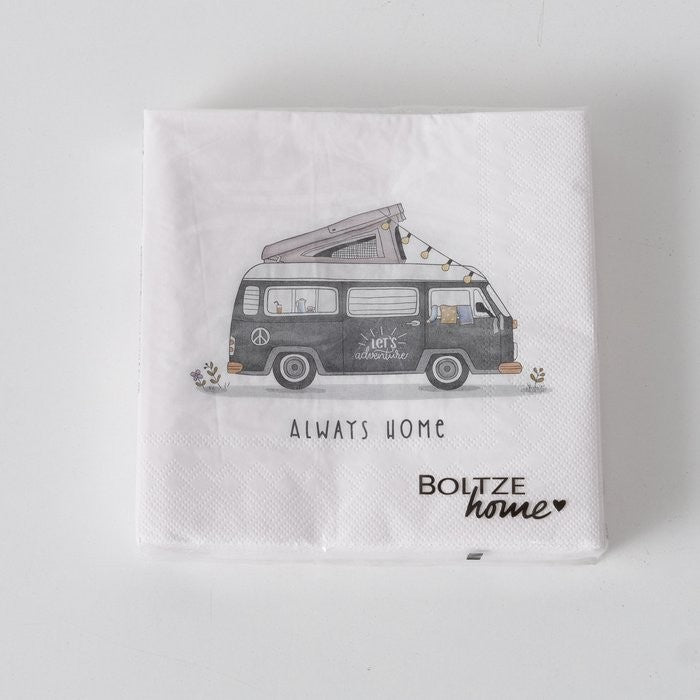 Servietten Vanlife, 20 Stück, Vanlife-Motiv, eine Packung, Wunsch im Kommentar möglich