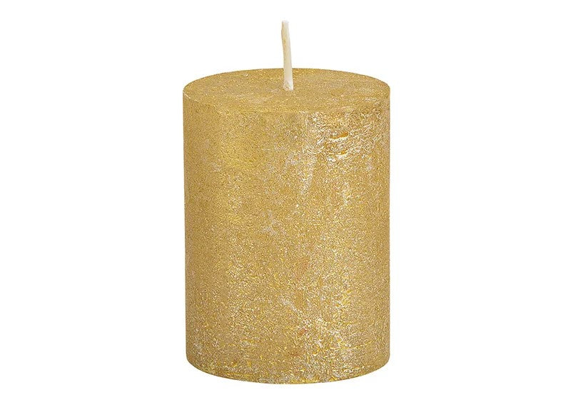 Kerze Shimmer Finish Wachs Gold H 9 cm elegant schimmernd