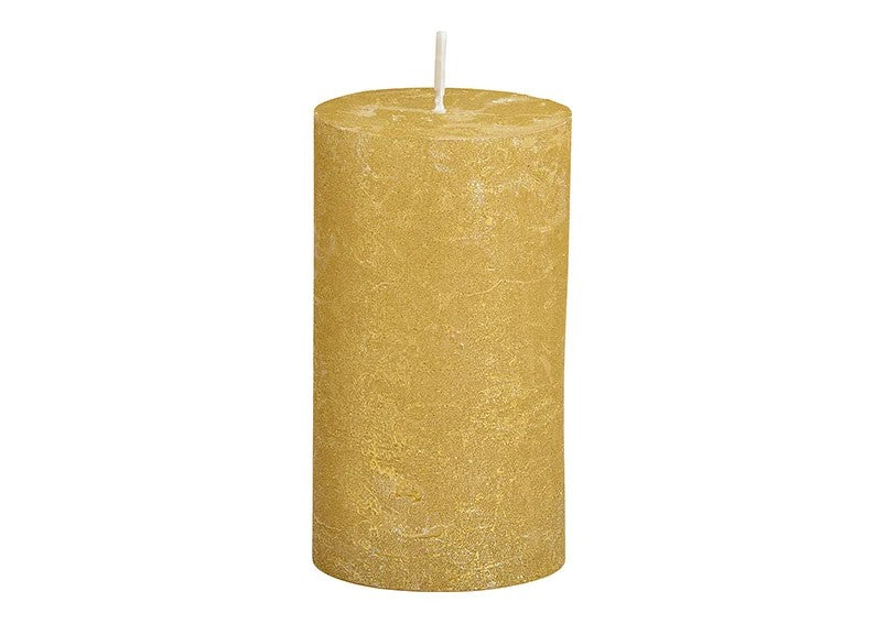 Kerze Shimmer Finish Wachs Gold H 12 cm elegant schimmernd