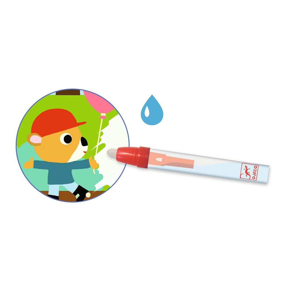 Djeco Wassermalen Im Grünen 4 Kunststoffbögen 13x20 cm magischer Effekt