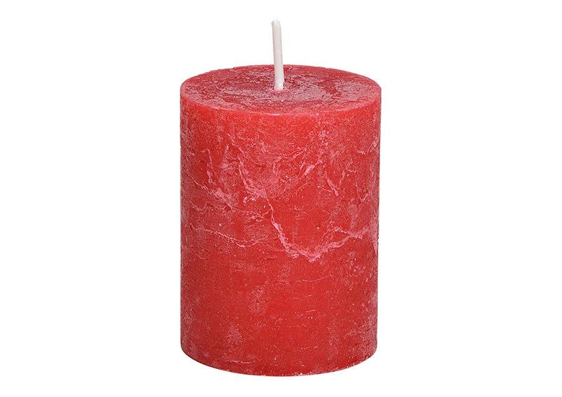Kerze aus Wachs in Rot, 6,8x9x6,8cm, elegante Wachskerze für gemütliche Wohnzimmer Dekoration