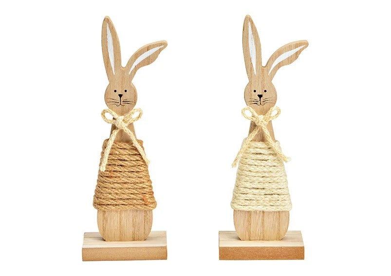 Aufsteller Hase Holz natur weiß 7x21x5cm 2-fach sortiert 1 Stück Osterdeko