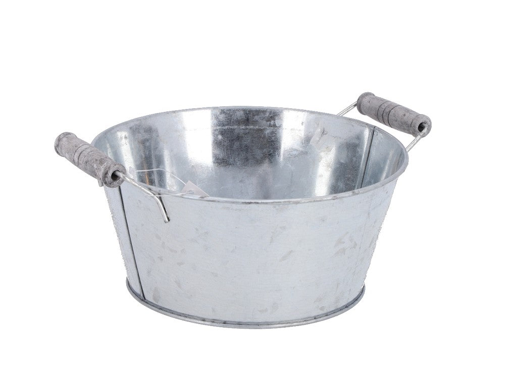 Schale Zink Holzgriff grau D15/20 H9cm