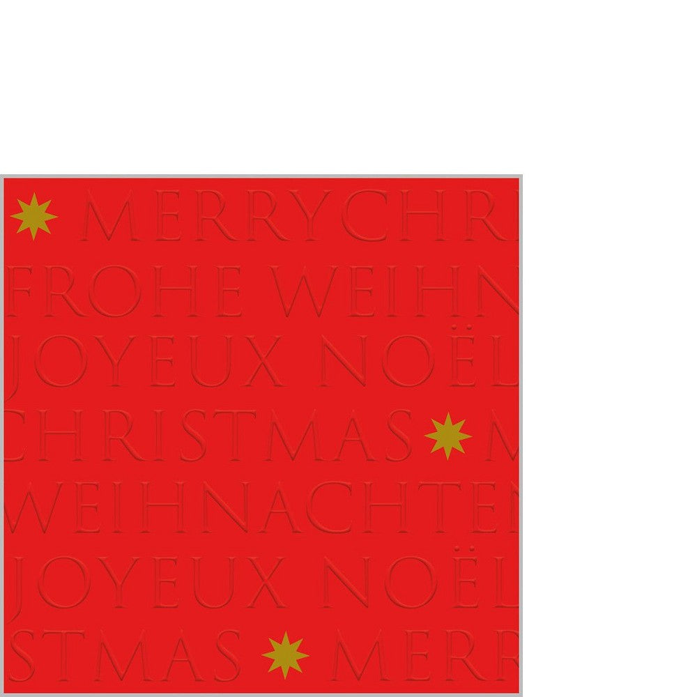 ppd Christmas embossed red Cocktail-Servietten 25x25cm, 20 Stück, 3-lagig, FSC-zertifiziert, geprägte Weihnachts-Servietten