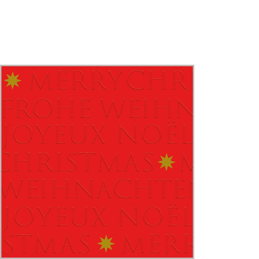 ppd Christmas embossed red Cocktail-Servietten 25x25cm, 20 Stück, 3-lagig, FSC-zertifiziert, geprägte Weihnachts-Servietten