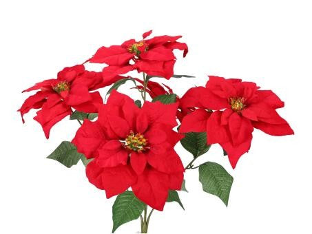 Busch Poinsettia kunstvoller Weihnachtsstern, 45cm Länge, festliche Dekoration