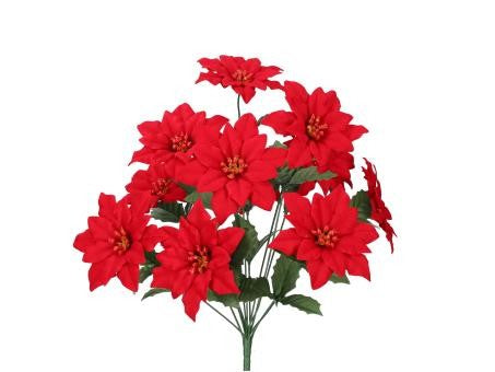 Busch Poinsettia Velvet kunstvoller Weihnachtsstern mit samtiger Optik, 45cm Länge, elegante Dekoration