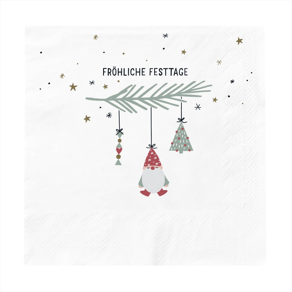 Servietten Fröhliche Festtage Grafik Werkstatt Wichtel Weihnachtsbaum
