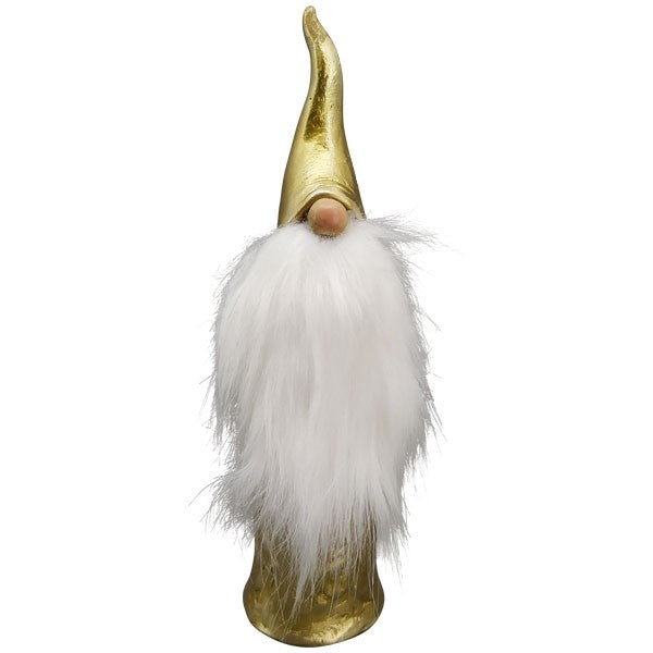 Santa Lilian Weihnachtsfigur in gold und weiß, Polyresin Dekoration 5x5x20 cm