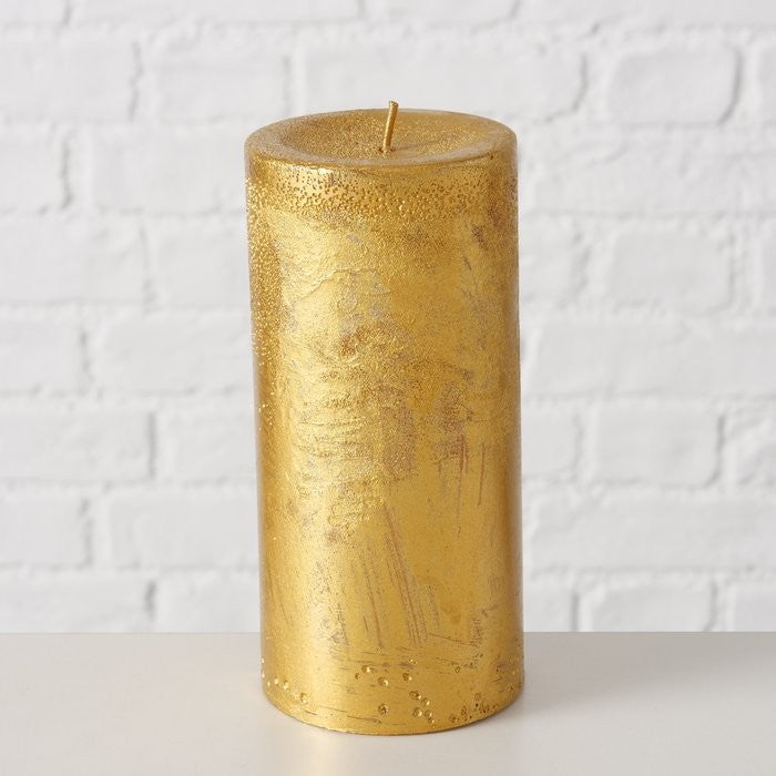 Stumpenkerze Shiny, H 14 cm, D 6,9 cm, Gold
