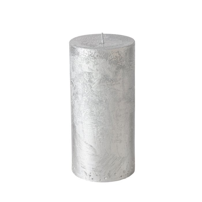 Stumpenkerze Shiny, H 14 cm, D 6,9 cm, silver