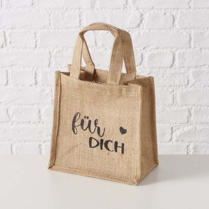 Jute Geschenktasche Kudo quadratisch für kleine Geschenke pro Bestellung 1 Stück Variante nach Verfü