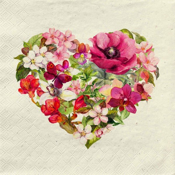 Lunch-Grasservietten ''flower love'' 33x33cm