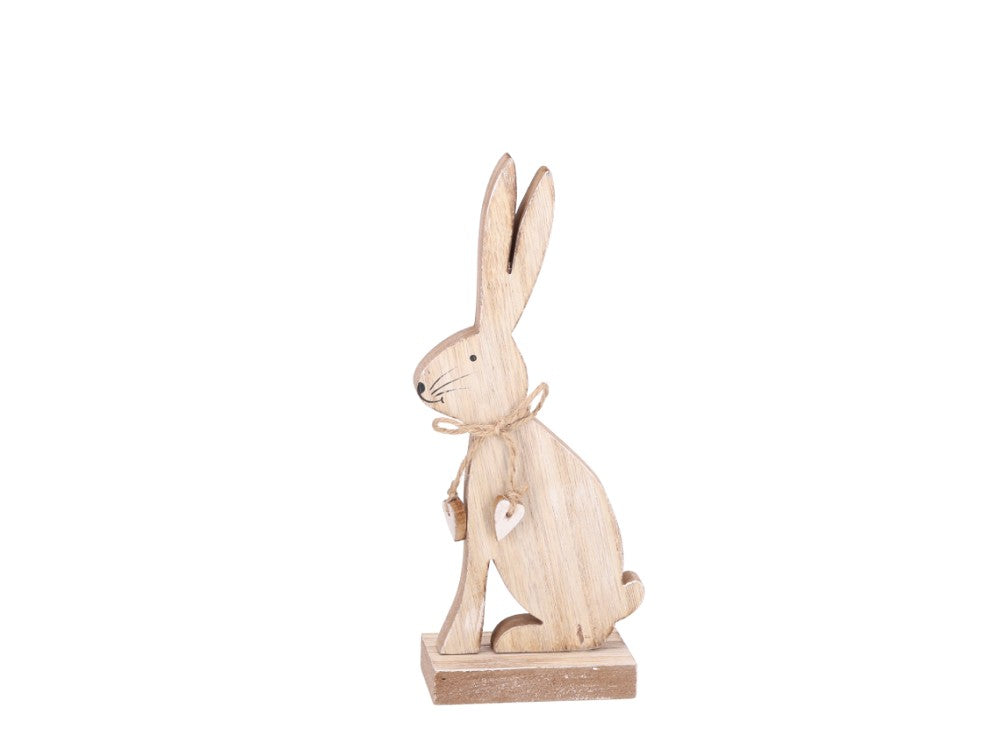 Holz Hase sitzend - Holzsockel - natur, B9,5 T5 H23cm