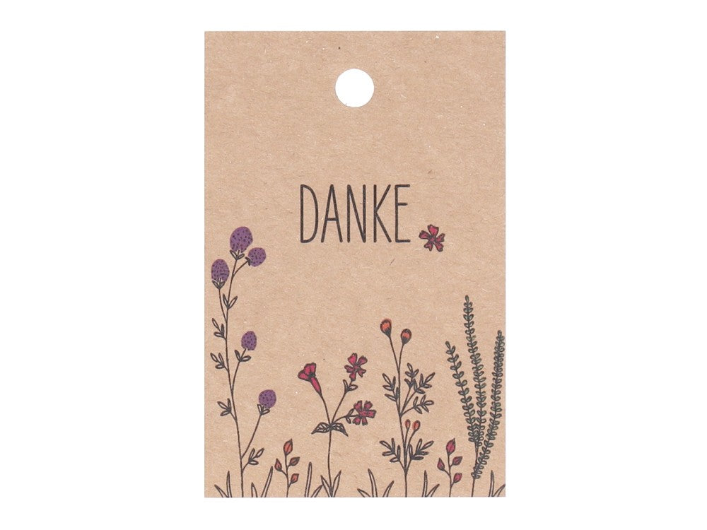Papieranhänger Danke Blumen H 80 mm natur