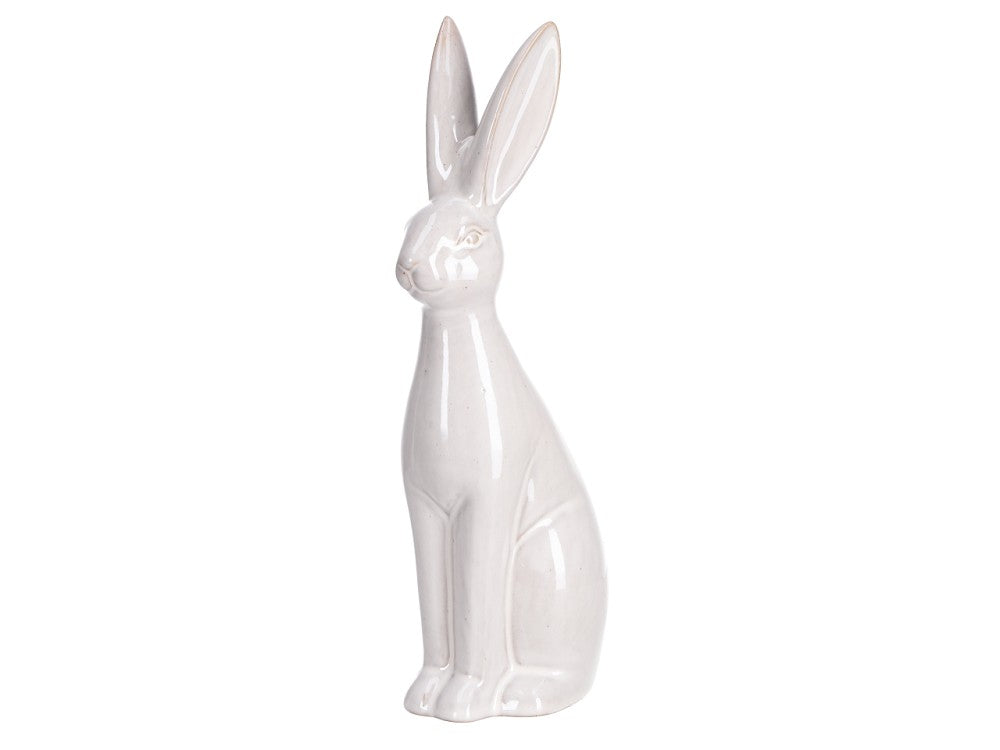 Hase sitzend Porzellan glasiert, B12,2 L8,3 T28,5m